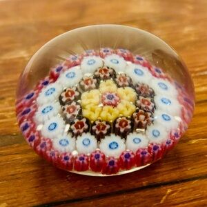 Colorful Millefiori Glass Paperweight